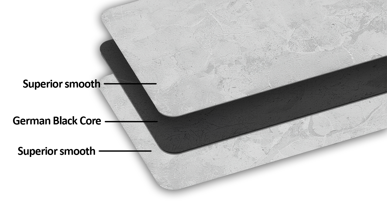Cross-section of (S33) Superior Smooth card stock with a black core