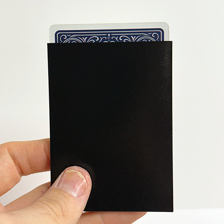 Black opaque-back TCG card sleeve holding a playing card